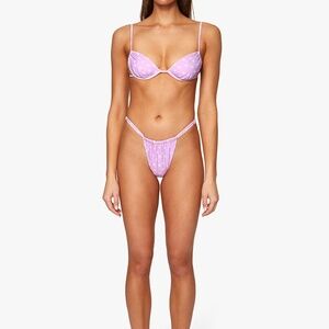 NWT WeWoreWhat Lilac ruched daisy bikini
